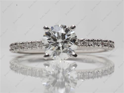 White Gold 1.10 Round cut Pave Ring
