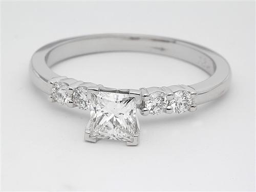 White Gold 0.49 Princess cut Side Stone Engagement Rings