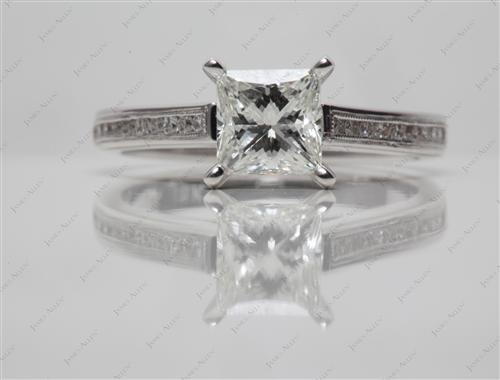White Gold 1.21 Princess cut Channel Setting Engagement Ring