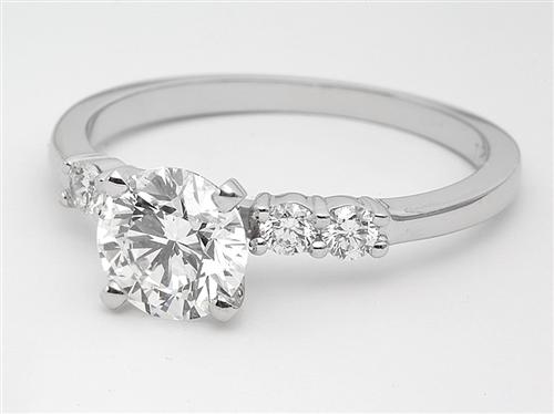 White Gold 0.95 Round cut Engagement Rings Side Stones