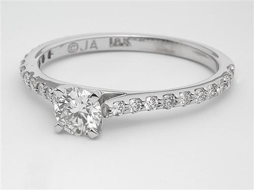 White Gold 0.47 Round cut Engagement Rings With Sidestones