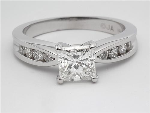 White Gold 1.01 Princess cut Engagement Ring With Sidestones