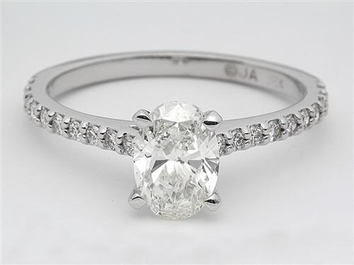 White Gold 1.52 Oval cut Engagement Ring With Side Stones