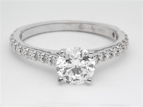 White Gold 1.00 Round cut Princess Cut Engagement Rings With Side Stones