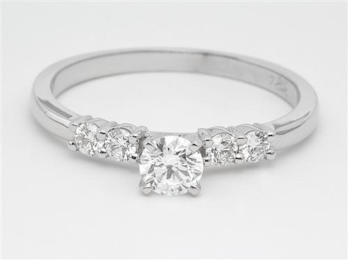 White Gold 0.30 Round cut Engagement Rings With Side Stones