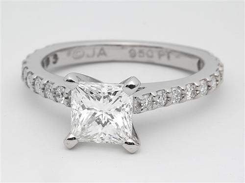 Platinum 1.09 Princess cut Engagement Rings Side Stones