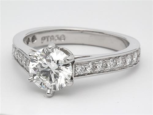 Platinum 1.10 Round cut Engagement Ring Micro Pave