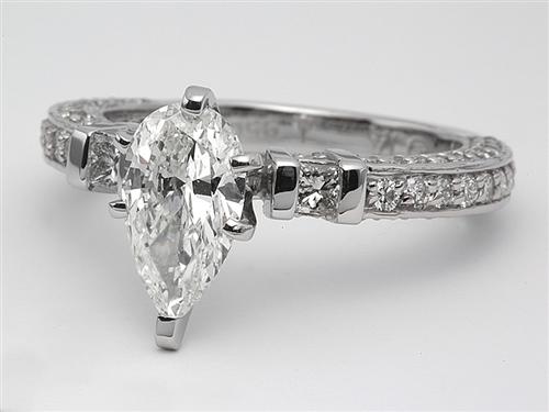 Platinum 1.20 Pear shaped Diamond Rings