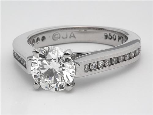 Platinum 1.08 Round cut Engagement Ring Settings With Side Stones