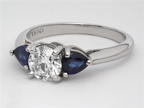Platinum 0.80 Round cut Ruby And Diamond Ring