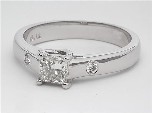 White Gold 0.57 Princess cut Solitaire Rings