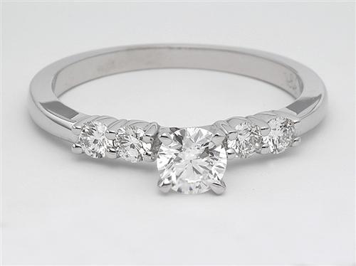 White Gold 0.30 Round cut Engagement Rings Side Stones