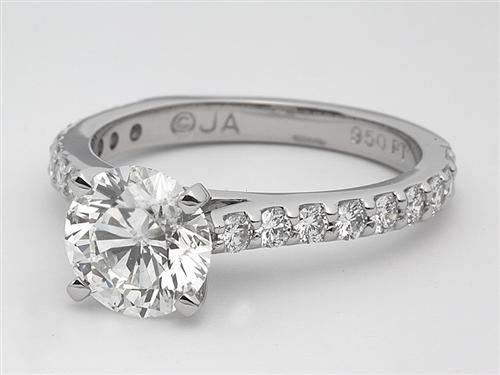 Platinum 1.55 Round cut Engagement Rings With Side Stones