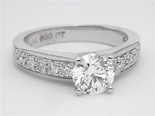 Platinum 1.02 Round cut Pave Diamond Rings