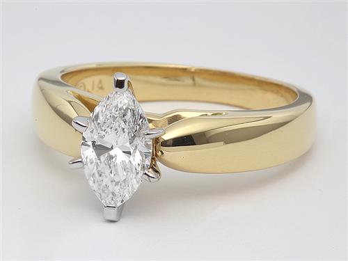 Gold 0.73 Marquise cut Engagement Ring
