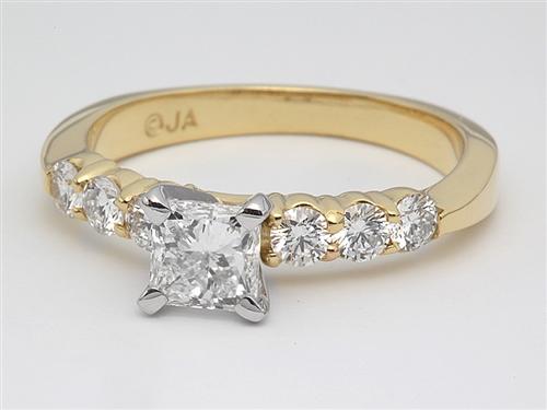 Gold 0.70 Princess cut Engagement Ring With Side Stones