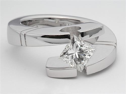 White Gold 0.97 Princess cut Tension Mount Engagement rings