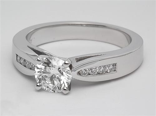 Platinum 0.71 Round cut Engagement Ring Side Stones
