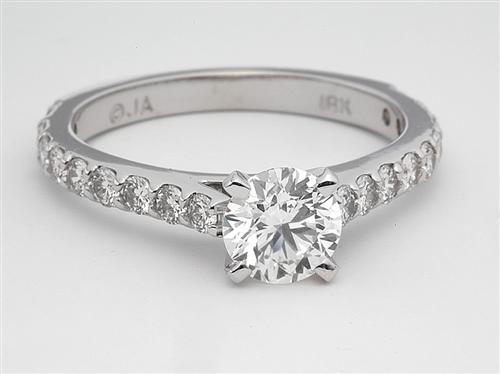 White Gold 0.71 Round cut Diamond Ring With Side Stones