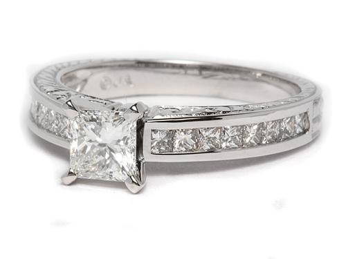 White Gold 0.71 Princess cut Diamond Wedding Rings