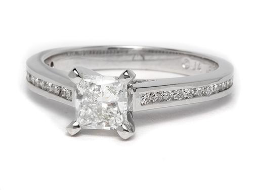 White Gold 0.81 Princess cut Diamond Ring With Side Stones