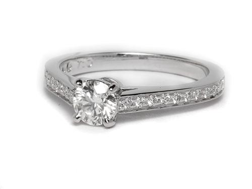 White Gold 0.40 Round cut Pave Ring Set