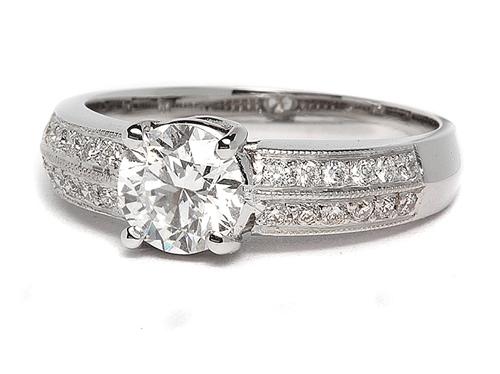 White Gold 0.90 Round cut Pave Ring Setting