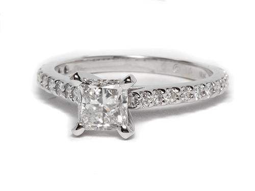White Gold 0.90 Princess cut Engagement Ring Settings With Side Stones