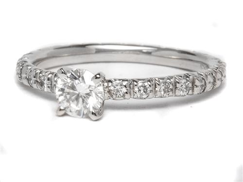 Platinum 0.43 Round cut Pave Ring Mountings