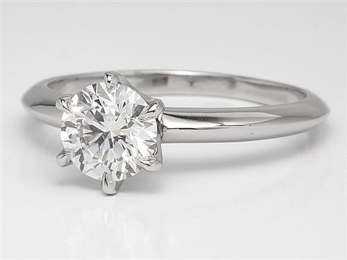 Platinum 0.95 Round cut Solitaire Engagement Ring
