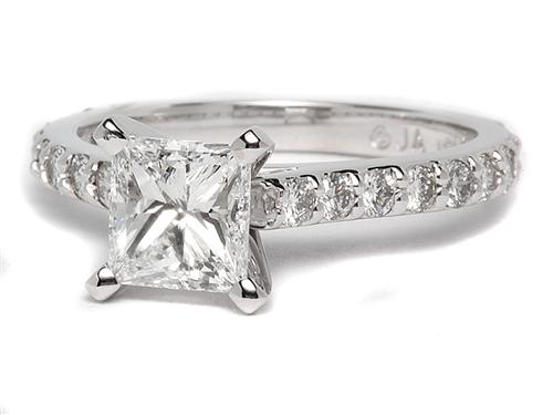 White Gold 1.01 Princess cut Engagement Rings
