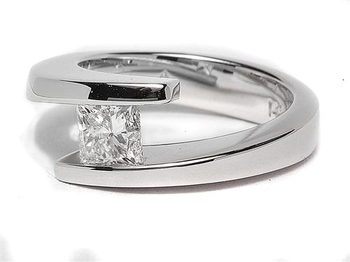 White Gold 0.78 Princess cut Tension Ring Setting