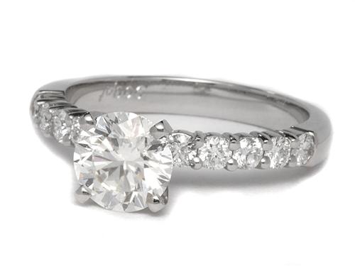 Platinum 1.30 Round cut Diamond Ring With Side Stones