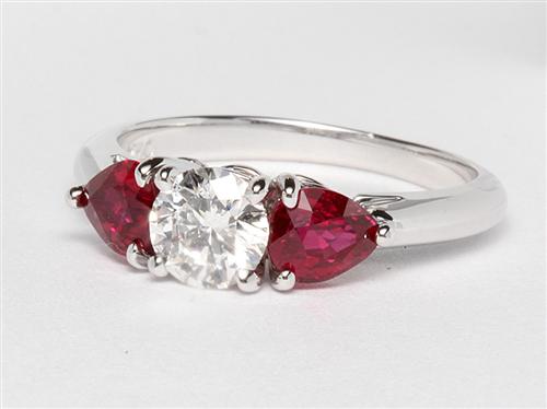 White Gold 0.50 Round cut Sapphire Diamond Ring