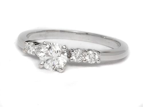 White Gold 0.50 Round cut Engagement Rings With Side Stones