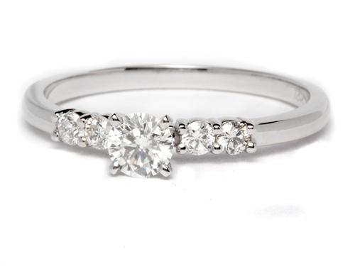 White Gold 0.35 Round cut Engagement Ring With Side Stones