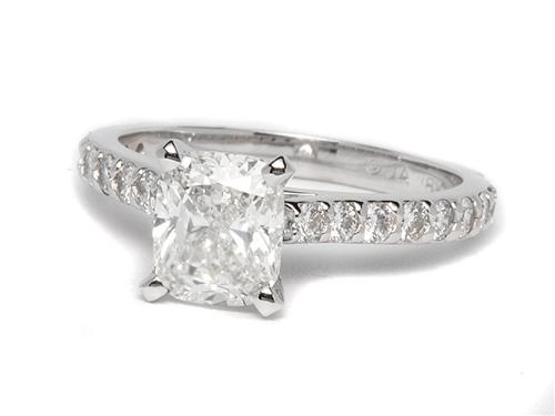 White Gold 1.25 Cushion cut Engagement Ring Side Stones