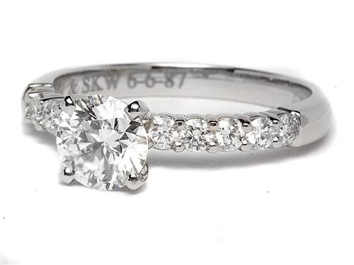 Platinum 1.23 Round cut Engagement Rings With Sidestones