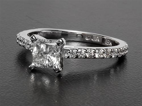 White Gold 0.79 Princess cut Engagement Rings With Side Stones