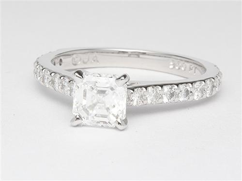 Platinum 1.01 Asscher cut Side Stone Engagement Rings