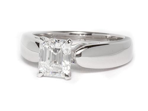 White Gold 0.95 Emerald cut Solitaire Diamond Ring