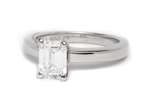 Platinum 1.26 Emerald cut Solitaire Engagement Ring