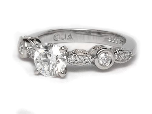 Platinum 0.75 Round cut Engagement Ring With Side Stones
