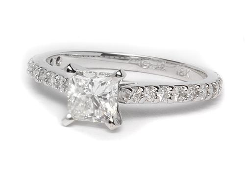 White Gold 0.79 Princess cut Princess Cut Engagement Rings With Side Stones