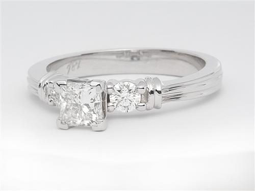 White Gold 0.51 Princess cut Engagement Ring Side Stones