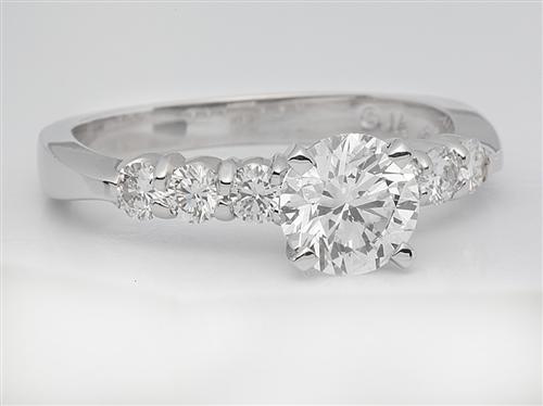 White Gold 1.02 Round cut Engagement Rings Side Stones