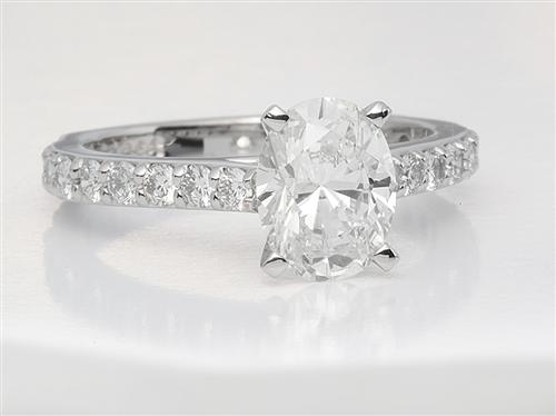 Platinum 1.32 Oval cut Engagement Ring Settings With Side Stones