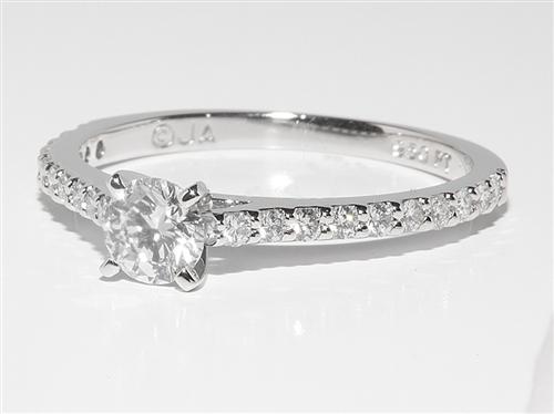 Platinum 0.48 Round cut Diamond Rings With Side Stones