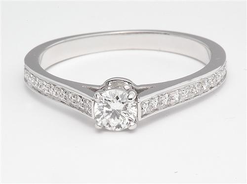 White Gold 0.30 Round cut Pave Diamond Engagement Ring
