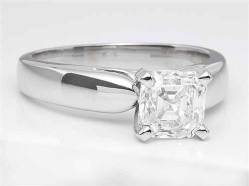 White Gold 1.51 Asscher cut Solitaire Engagement Rings